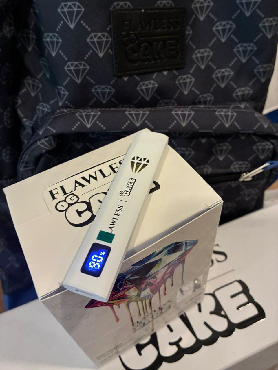 Flawless x OG Cake 3g disposable vape with digital LED battery screen and liquid diamond oil Flawless x OG Cake 3g disposable vape with digital LED battery screen and liquid diamond oil