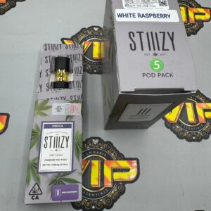 stiiizy white raspberry 1g pods – 5 pack (indica)