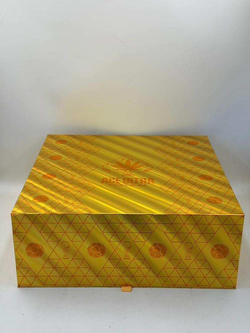 Premium World Cup Edition 5 Pack luxury gold collector's box featuring premium football-shaped units arranged in an elegant display case with metallic gold finish and championship-inspired packaging.